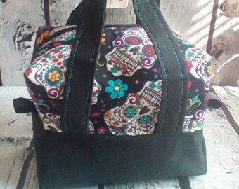 Blue Grunge Sugar Skull Print Sports Bag