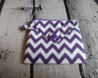 Purple Chevron Zipper Keychain Wallet