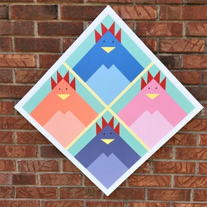 Barn Quilt -  SPRING CHICKENS Barn Quilt - Spring Barn Quilt - Farmhouse Barn Quilt