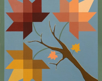 Barn Quilt, AUTUMN LEAVES Hand-painted Barn Quilt, Hand-crafted Barn Quilt, Fall Barn Quilt, Maple Barn Quilt