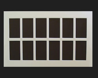 Collage Picture Frame Mat 12 Opening for 2.5x 3.5 Inch Photos ACEOs Trading Cards Fits 10 x 20 Inch Frame Color Choice Conservation Quality