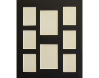 Collage Mat 18x24 Inch Multi Opening Picture Frame Conservation Matting Holds Two 5x7 and Six 3.5x7 Inch Photos or Art Choice of Colors