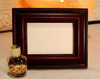 Picture Frame Mahogany Toned Wood for Small Photos ACEOs Trading cards Fits 2.5 x 3.5 Inch Art  Museum Glass Backing  Hardware Custom Cut