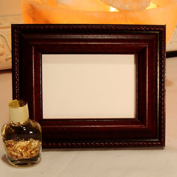 Picture Frame Mahogany Toned Wood for Small Photos ACEOs Trading cards Fits 2.5 x 3.5 Inch Art  Museum Glass Backing  Hardware Custom Cut