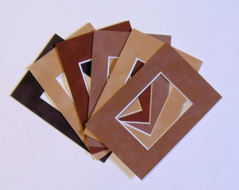 ACEO Art Card Frame Mats 6 Suede Mat Boards Fits 2.5 x 3.5 Art Print or Photo Shades of Brown Choose Size of Frame to Fit  4x6" or 5x7"