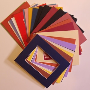 Lot of 24 Photo Mats for 8 x 10 Inch Frames:  5x, Variety of Colors, Conservation Quality