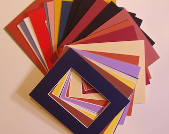 Lot of 24 Photo Mats for 8 x 10 Inch Frames:  5x, Variety of Colors, Conservation Quality