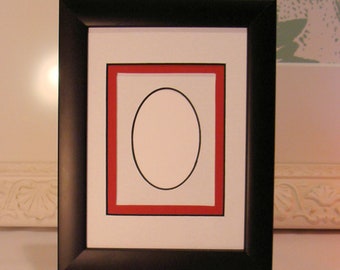 Black Wood Picture Frame With Oval Opening Triple Conservation Mats for Small 2x3 Inch Prints Art Photos Antireflective Glass 5x7 Inch Frame