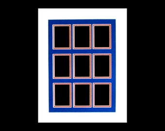 Picture Frame Mat, 9 Openings for Trading Cards, ACEOs, Photos Fits 14x18 Inch Frame Color Choice
