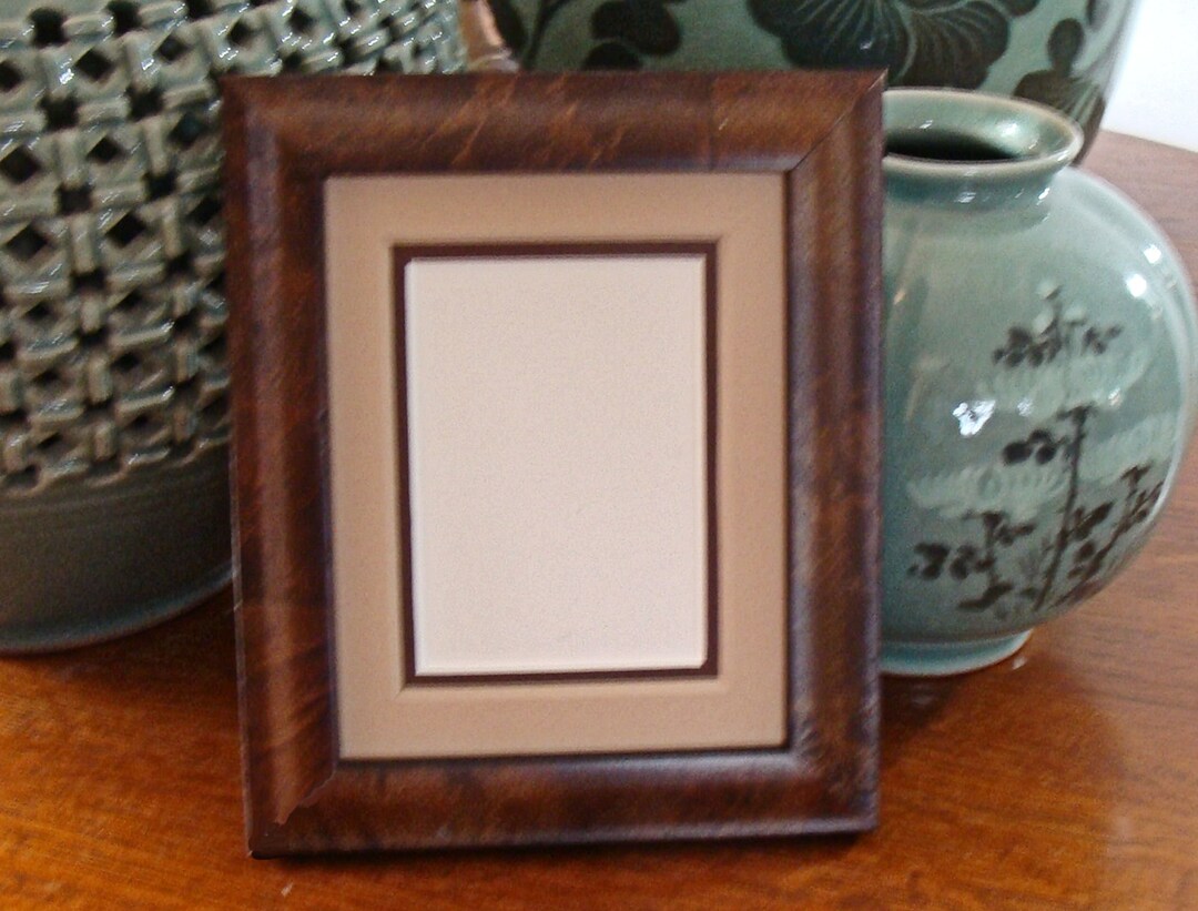Burl Wood Picture Frame With Double Mats for Art Cards Etsy