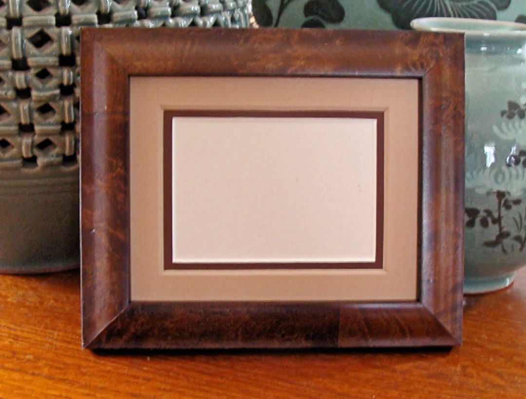 Burl Wood Picture Frame With Double Mats for Art Cards Etsy