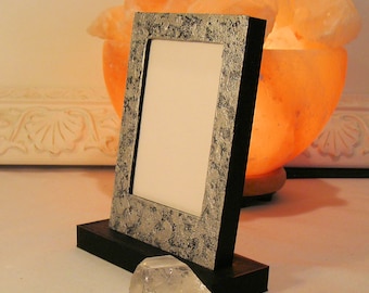 Picture Frame for Small ACEO Trading Card Photo Holds 2.5 x 3.5 Inch Silver on Black Patina Finish Museum Glass Stand