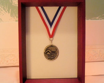 Red Mahogany Shadow Box Frame: 7x9 Inch, UV Protection Glass