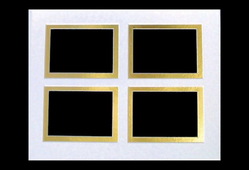 Picture Framing Mat For Trading Cards ACEO or Photos Double Matting with 4 Openings  2.5 x 3.5  Fits 8x10 Inch Frame Multi Opening Collage