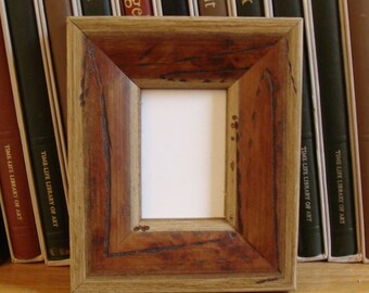 Rustic Burl Finish Wood Frame Holds 3.5 x .2.5 ACEO or Photo or Trading Card or Small Print Shades of Brown Custom Made Museum Glass