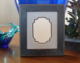 Rustic Grey Wood Picture Frame for 2 1/2 x 3 1/2" ACEO,  Photo, Art - UV Protecting Glass, Back & Hardware Double Fancy Mat -Weathered Look
