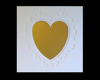 Double Picture Frame Mat for Wedding or Anniversary: Fits 12x12 Frame, Fancy Heart Opening