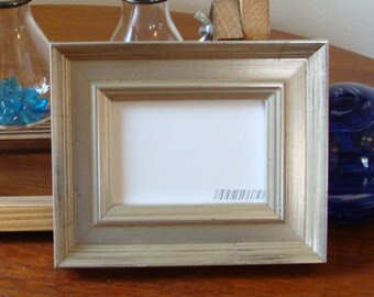 Silver Finished Wood Frame for ACEOs Photos Trading Cards Prints Museum Glass Larson Juhl Moulding Hardware and Back Holds 2.5 x 3.5" Photo