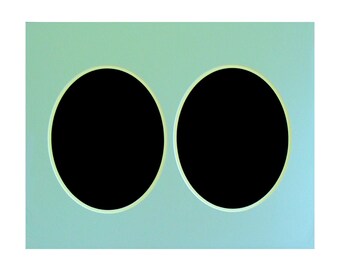 Double Picture Frame Mat with Two Oval Openings: Fits 16x20" Frame, for 8 x10"Photos, Conservation Quality