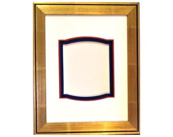 Patriotic Gold Leaf 7 x 9 Inch Picture Frame with Mat:  Choose Mat Opening Size, Museum Glass