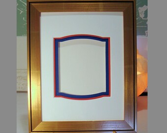 Patriotic Gold Leaf Picture Frame With Mat Display Photo or Medal 7 x 9 Choose Opening Size Red White Blue Matting Conservation Quality