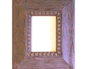 Wood Picture Frame Rustic Wild Oak Brown Grey Gold Patina ACEOs Trading Cards Small Prints Photos  2.5 x 3.5  Museum Glass Raised Bead Trim