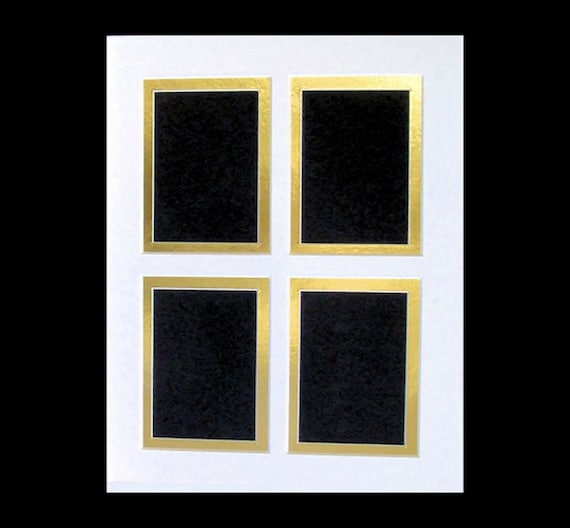 Picture Frame Mat With 4 Openings to Hold 2.5 x 3.5" Art of Photos, Fits 8x10 Inch Frame: for Trading Cards, ACEOs, Photos, etc.