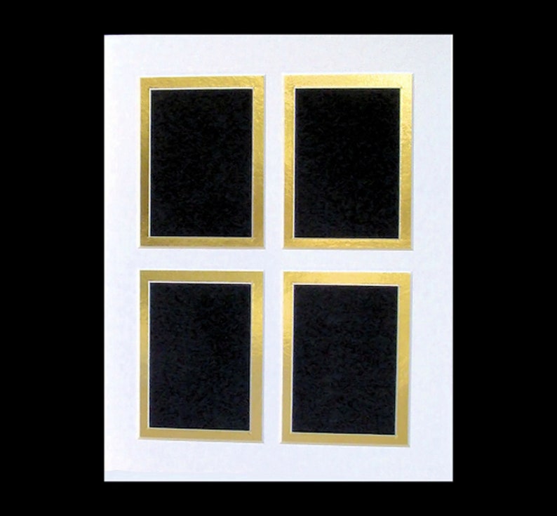 Picture Framing Mat For Trading Cards ACEO or Photos Double Matting with 4 Openings  2.5 x 3.5  Fits 8x10 Inch Frame Multi Opening Collage