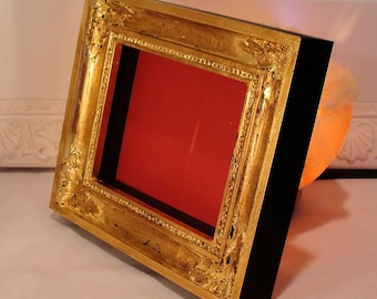 Shadowbox Picture Frame Hand Gilded in a variety of finishes:  Holds Up to 5.5 x6.5 Inch Object, 1 1/4" Deep