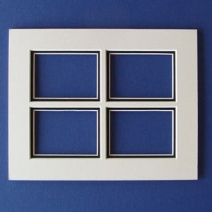 ACEO / Trading Card Picture Frame Double Mat 4 Opening Matting   2.5 x 3.5&quot; Art / Photo Fits 8x10&quot; Frame Multi Opening Conservation Matboard