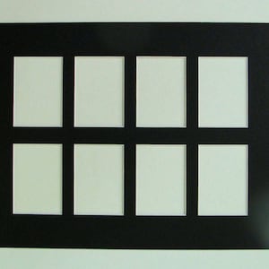 Picture Frame Mat, 8 Openings, Trading Cards, ACEO, Photos Multi Opening Collage Matting  Fits 11 x 14&quot; Mat Color Choice, Custom Sizes