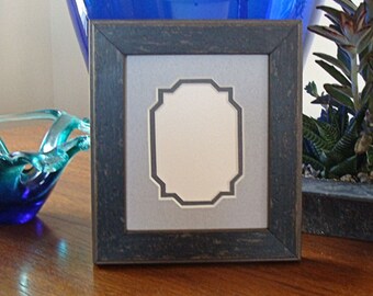 Rustic Grey Wood Picture Frame for 2 .5 x 3.5 Inch ACEO  Photo Art With UV Protecting Glass Back  Hardware Double Fancy Mat Weathered Look