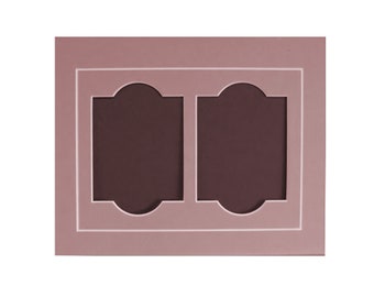 Photo Frame Mat Two Fancy Openings for 3.5 x 5 Inch Photos Fits 8x10 Picture Frame Conservation Matting Choice of Colors V-Grooved Matting