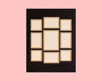 Collage Double Mat 9 Multi Opening For 11 x 14 Inch Picture Frame Largest Opening 3x4 For Photos Choose Color Matting Conservation Quality
