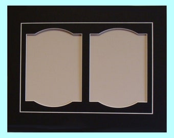Photo Frame Mat Two Fancy Openings for Two 5x7 Photos Fits 11 x 14 Picture Frame Conservation Matting Choice of Colors Other Sizes Available