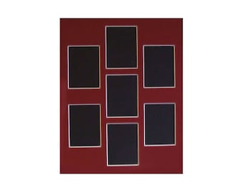 Collage Mat 11 x14 Inch Multi Opening  Picture Frame Conervation Matting 7 Rectangular Openings for 2.5 x 3.5 Trading Cards, ACEO's & Photos