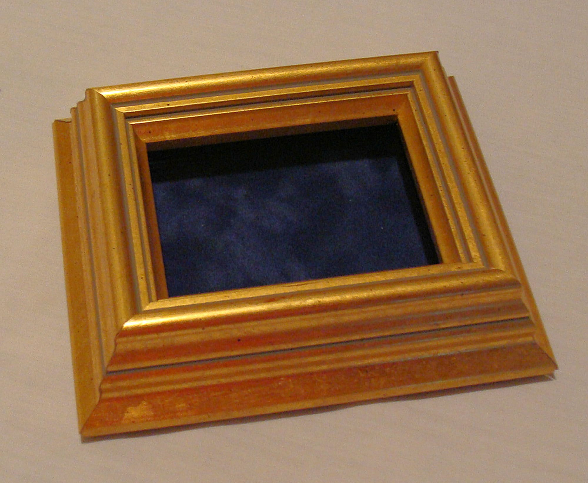 Gold Shadow Box Picture Frame 1/2 Deep Holds Keepsakes, Jewelry, Coins Up To 2.25 x 3.25, Museum