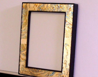 Gold, Copper and Verdigris Hand Gilded Picture Frame:  Holds 2.5 x 7 Inch Photo or Print, Anti-reflective glass