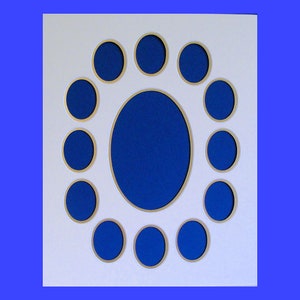 Photo Collage Double Mat 12 Small Oval Openings With One 4x6 Center Opening Fits 11 x 14&quot; Picture Frame Conservation Quality Choose Colors