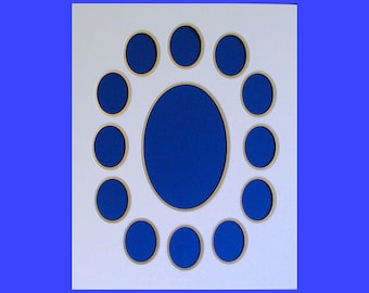Photo Collage Double Mat 12 Small Oval Openings With One 4x6 Center Opening Fits 11 x 14" Picture Frame Conservation Quality Choose Colors