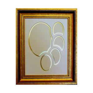 Gold Wood Picture Frame With Five 5 Oval Opening Mat:  UV Protecting Glass, Back and Hardware