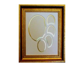 Gold Wood Picture Frame With Five 5 Oval Opening Mat:  UV Protecting Glass, Back and Hardware