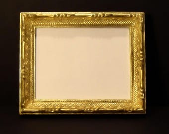 22K Gold Leaf Picture Frame Antique Look for Small Photo or Art Holds 3.5x4.5 Inch Small Photograph or Print UV Glass  & Hardware