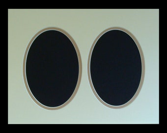 Double Mat Two Oval Multi Openings For 11 x 14 Picture Frame Fits 5x7 Inch Photos Choose Color of Matting Conservation Quality Bevel Cut