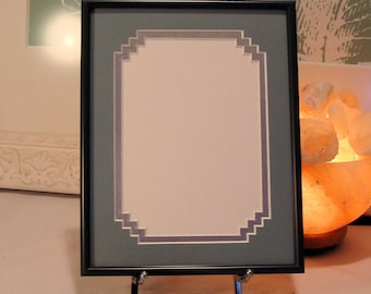 Metal Picture Frame Southwestern Style  Fancy Cornered Double Mat Conservation Matting for Small 5 x 7 Inch Photo or Art Subtle Blue Grey