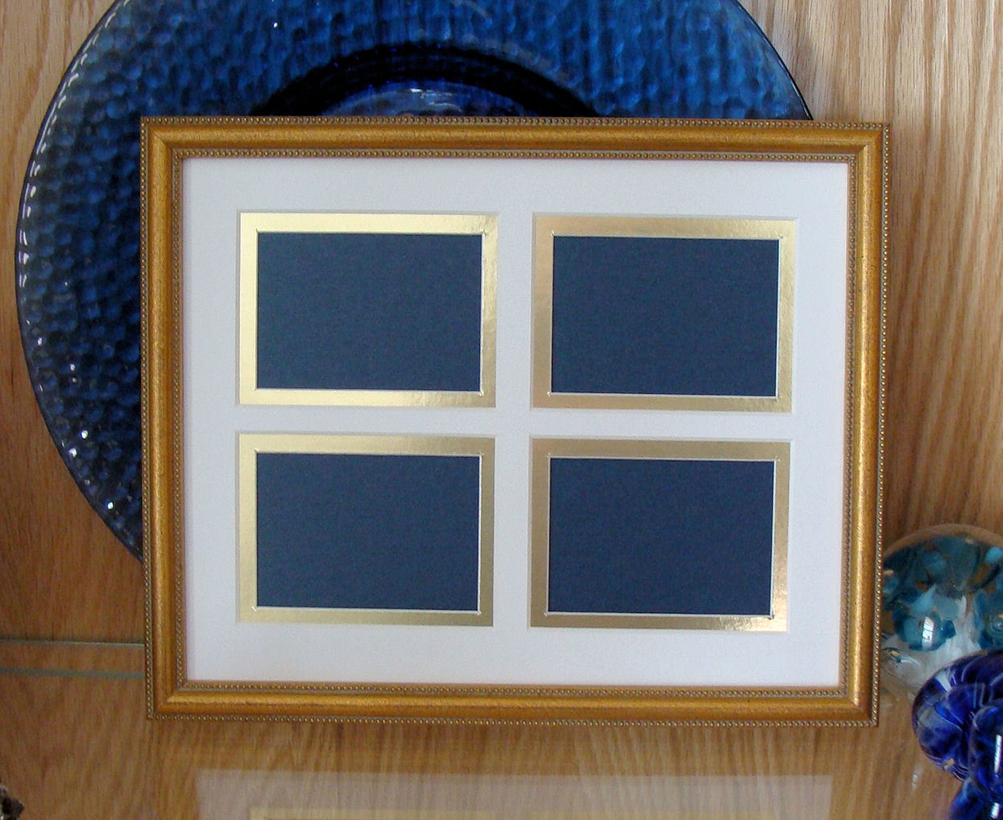 Gold Ornate 8x10 Picture Frame with Mat Four Openings to Fit ACEO