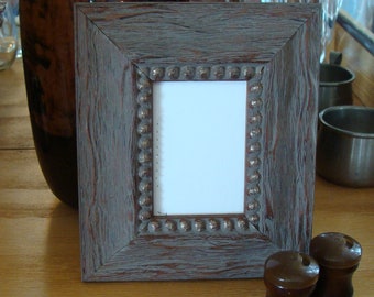 Wood Picture Frame Rustic Wild Oak Brown Grey Gold Patina ACEOs Trading Cards Small Prints Photos  2.5 x 3.5  Museum Glass Raised Bead Trim