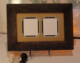 Wood Picture Frame With Double Opening Fancy Cornered 2 Layer Mat Holds 2.5 x 3 In Small Photo or Print Vision 2000 AR Glass Backing