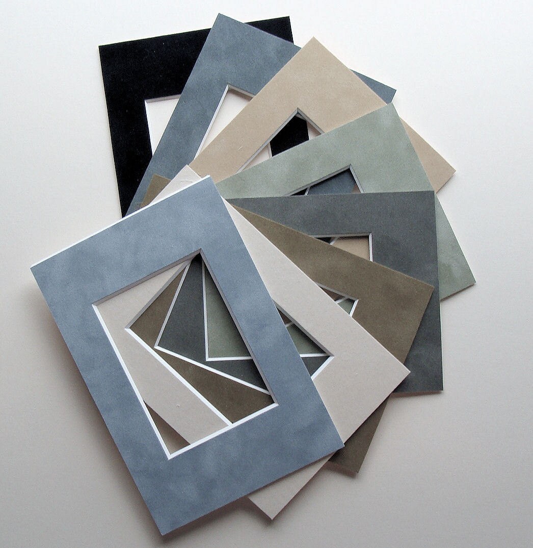ACEO Art Card Frame Mats 6 Suede Mat Boards Fits 2.5 x 3.5 Art Print or Photo Color Variety