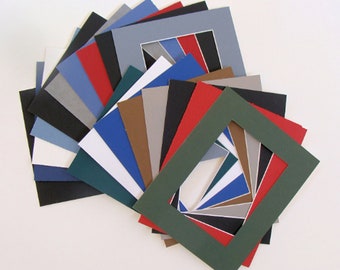 Lot of 6 Photo Mats for 7 x 9 Inch Frames, Matboards with 4 x 6 Openings Variety of Colors Conservation Quality Acid & Lignin Free